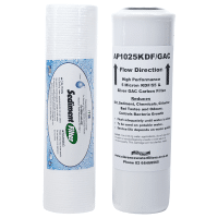 10 inch Filter Set AP1025KDFGAC Carbon and KDF filter 5 microns with 1025PS polyspun sediment filter 2