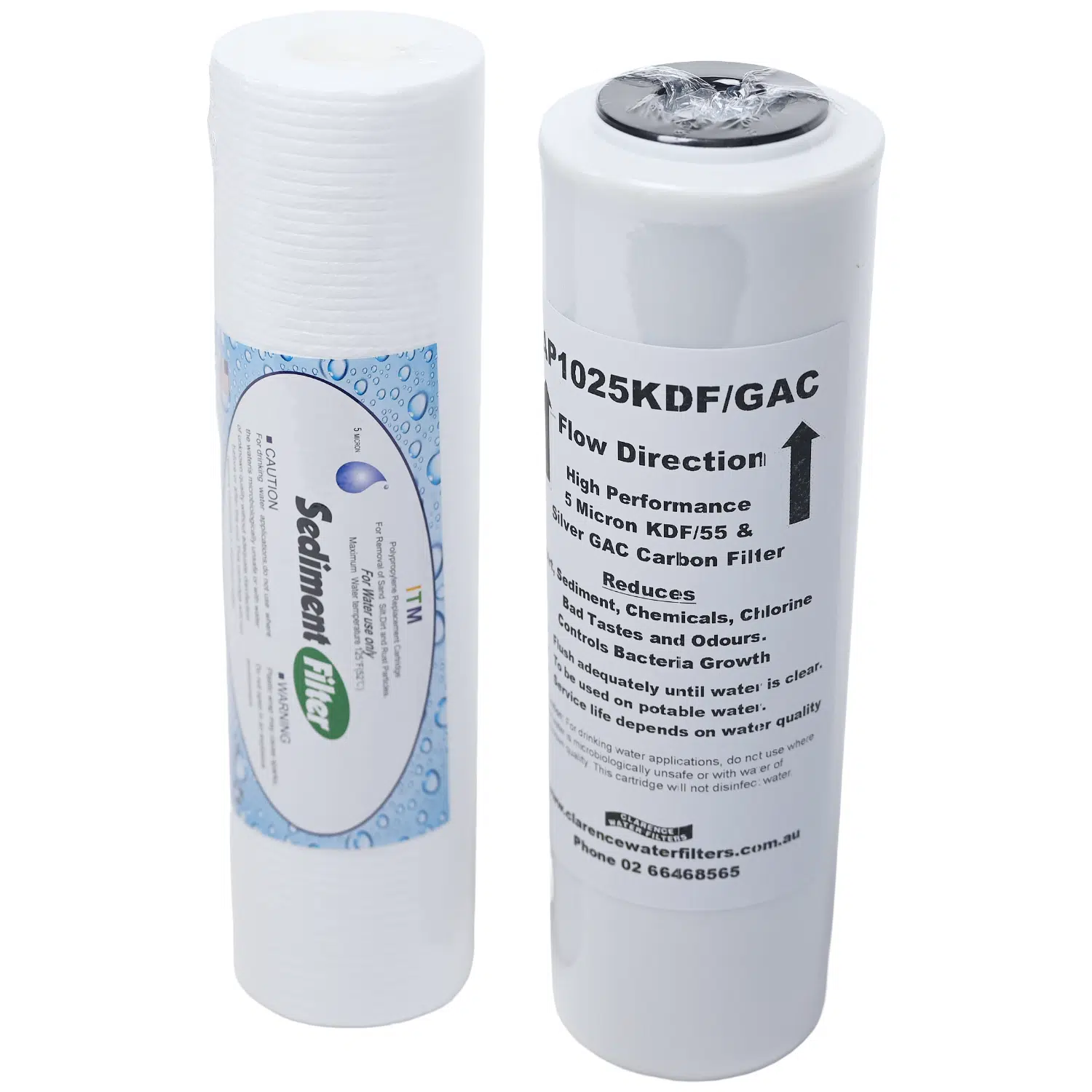 10 inch Filter Set AP1025KDFGAC Carbon and KDF filter 5 microns with 1025PS polyspun sediment filter