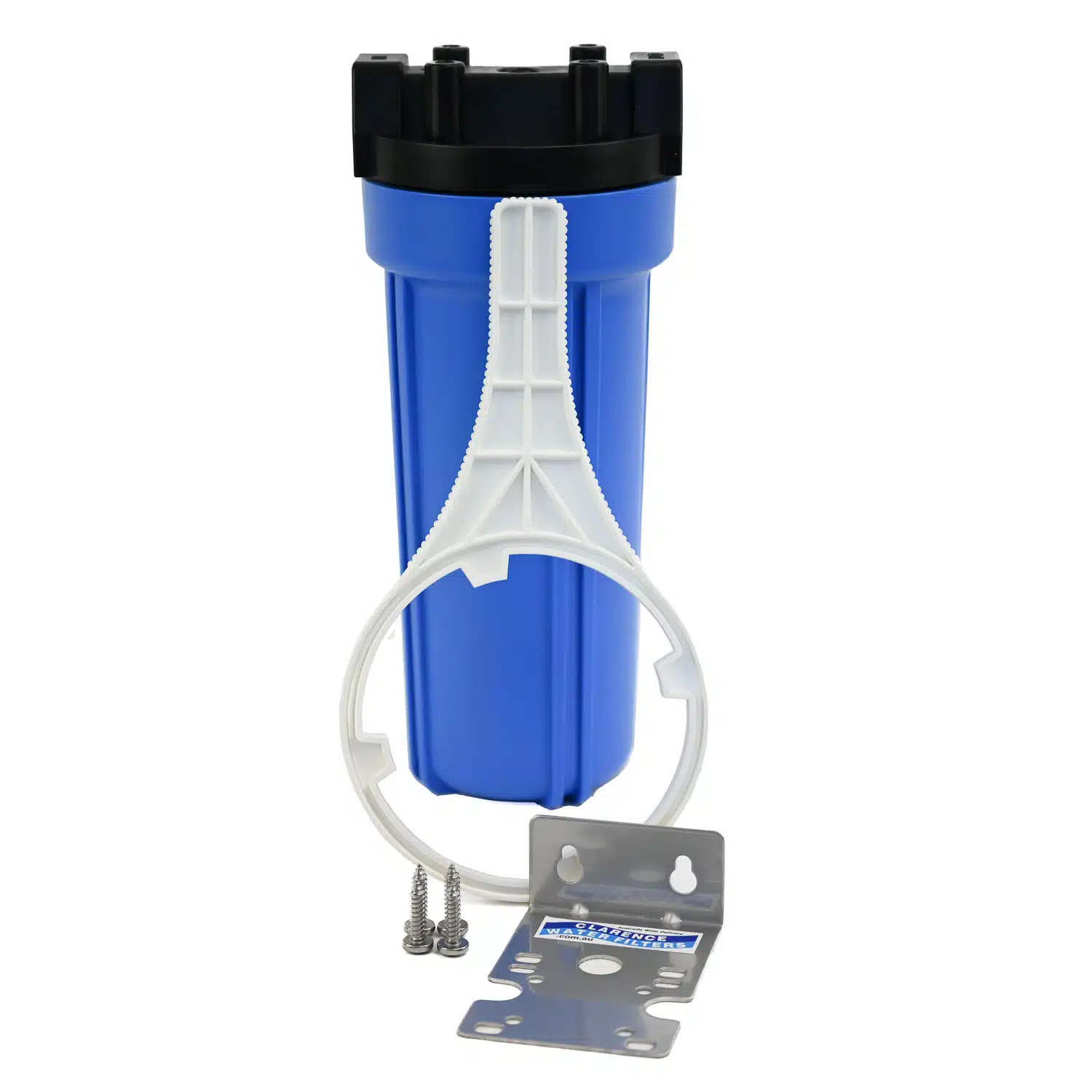 10 inch by 2 point 5 inch Aqua-pro water filter cartridge housing with spanner and stainless steel bracket suitable for outdoor use