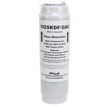 1025KDFGAC 10 inch water filter with 350 grams of KDF55 and Granular Carbon 5 microns