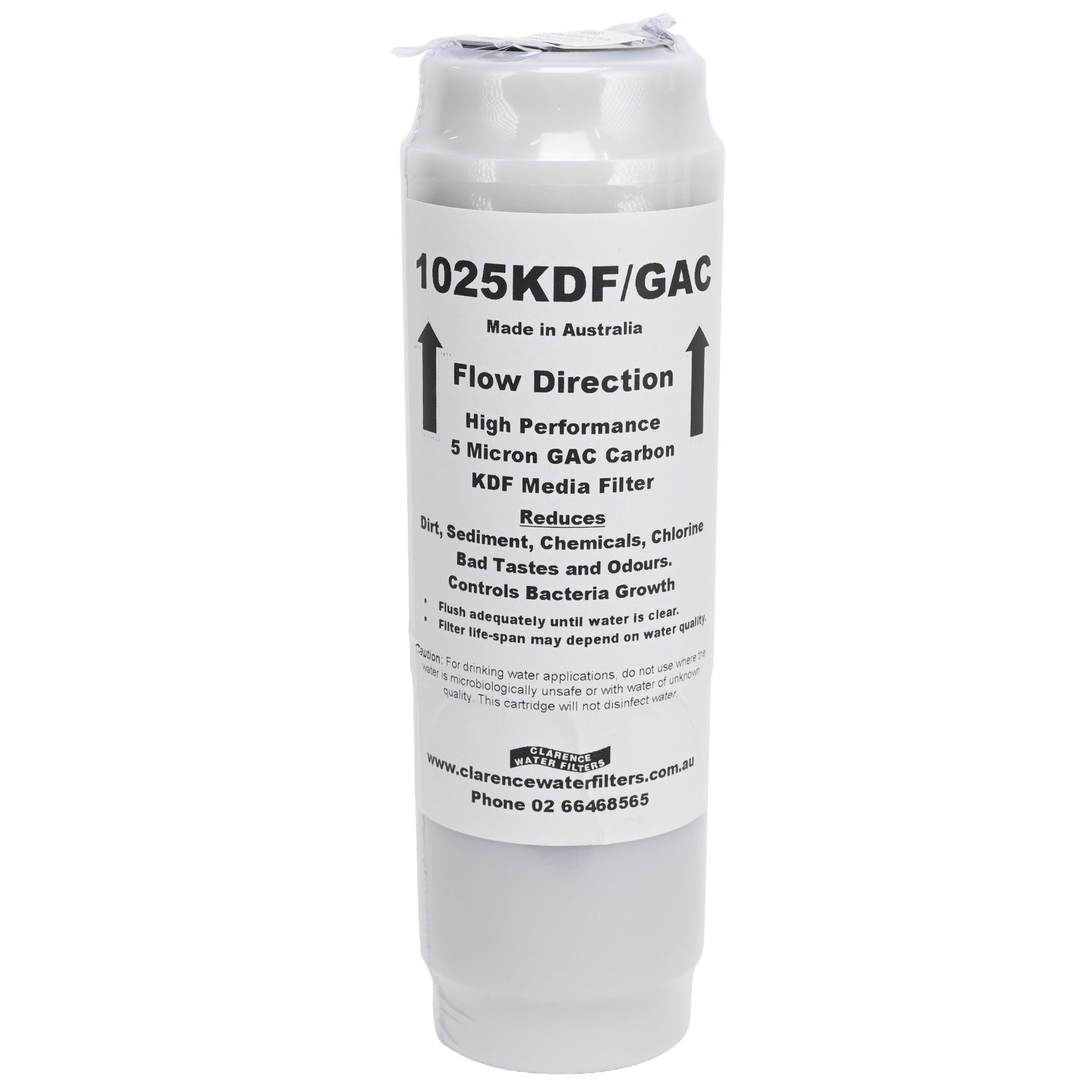 1025KDFGAC 10 inch water filter with 350 grams of KDF55 and Granular Carbon 5 microns