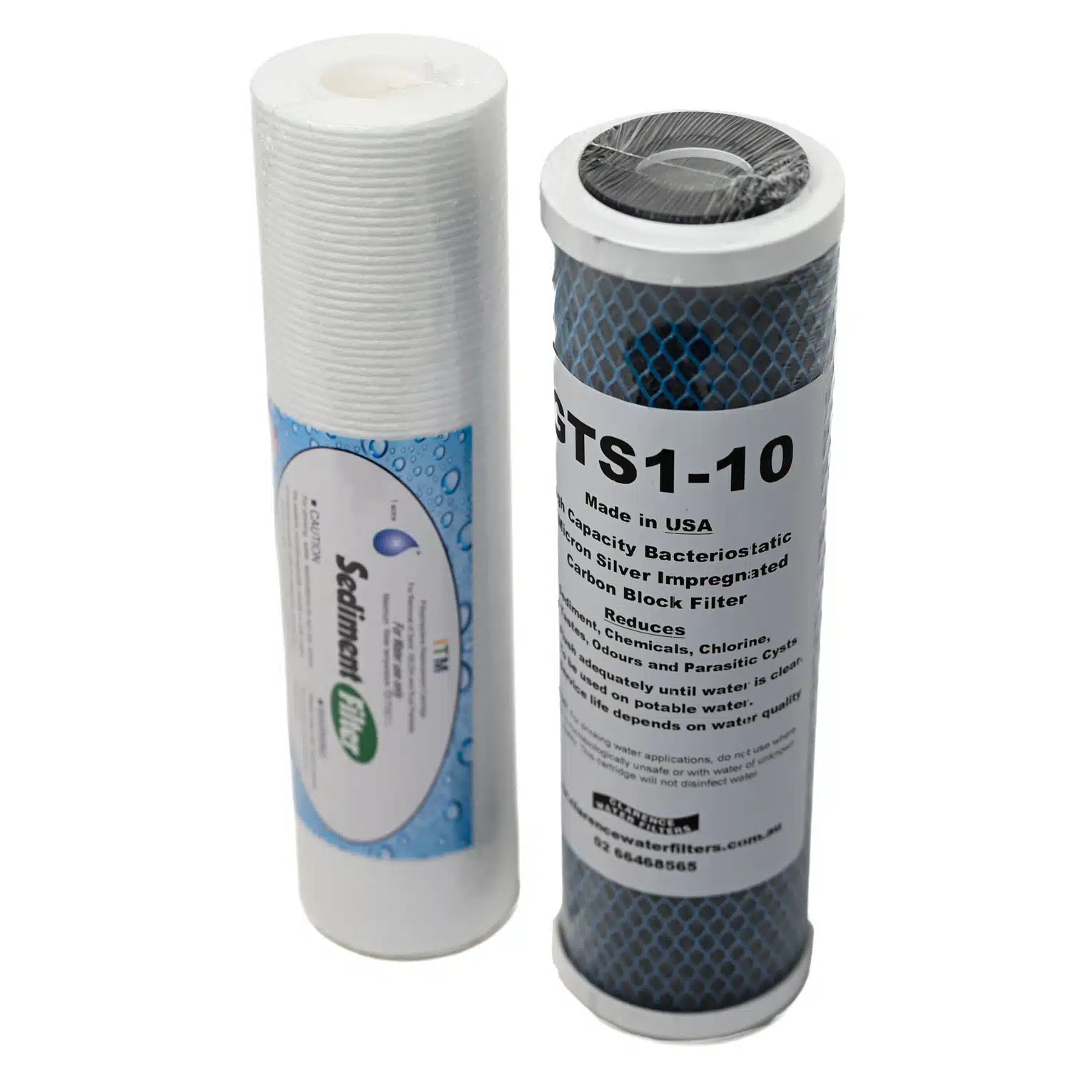 1025PS1 Sediment & GTS1-10 Silver Carbon Filter Set ideal for Town and Tank Water