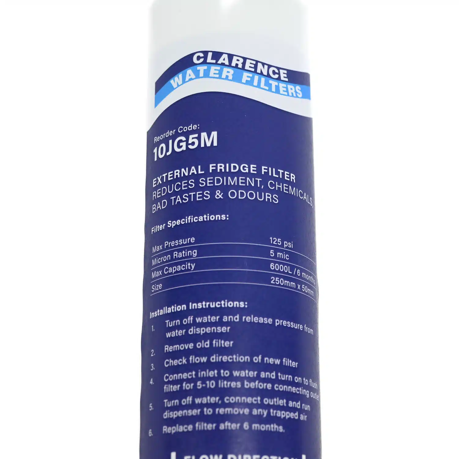 10JG5M 5 micron granular carbon External Fridge Water Filter with quarter inch push in tube fittings