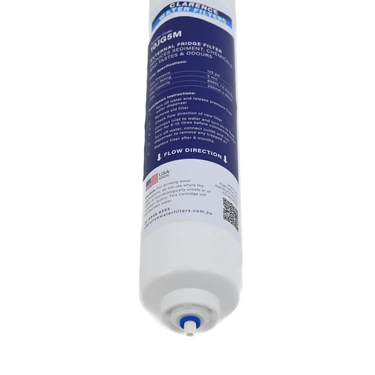 10JG5M 5 micron granular carbon External Fridge Water Filter with quarter inch push in tube fittings