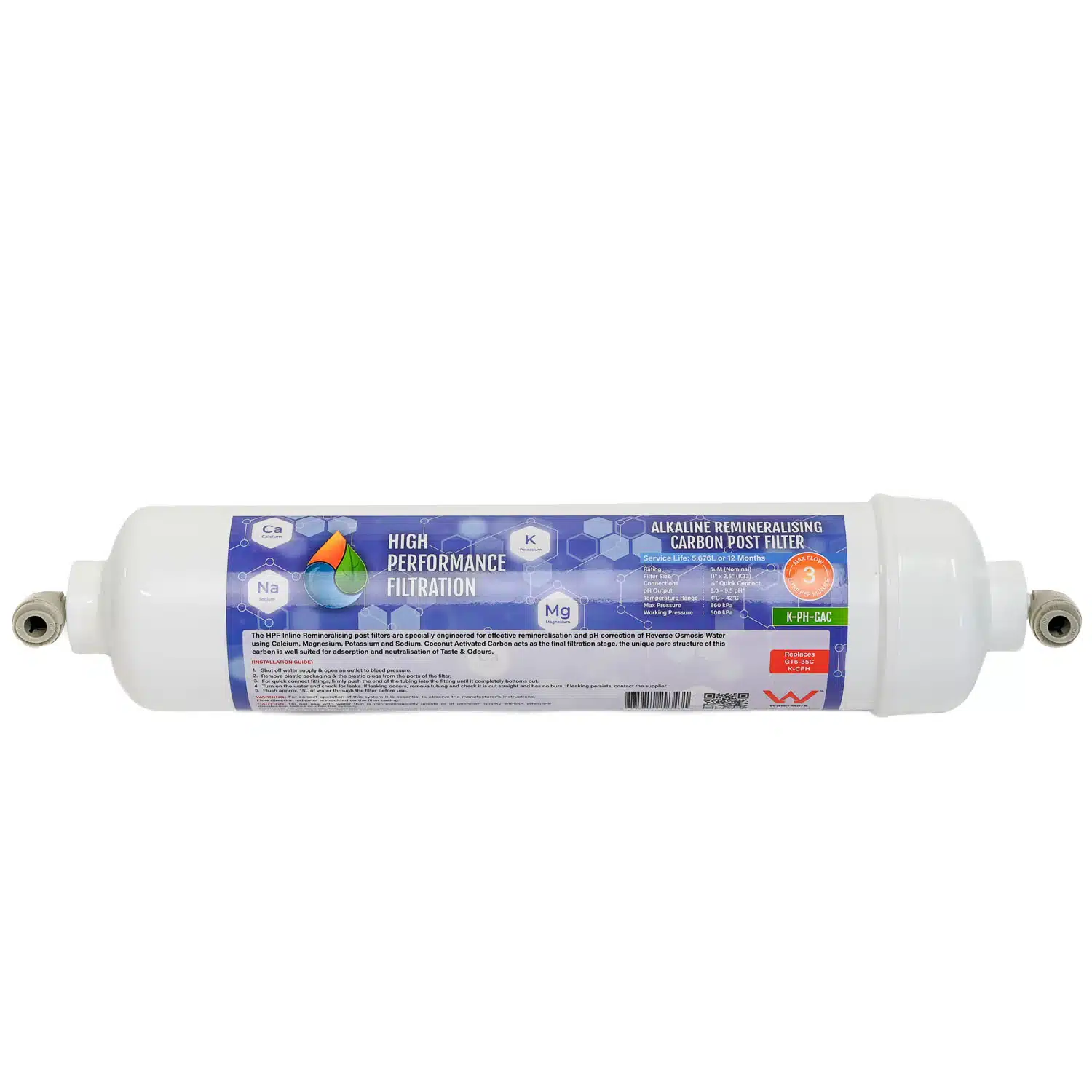 1225Alka GAC In-Line Alkalising and Carbon inline filter K-CPH K-PH-GAC