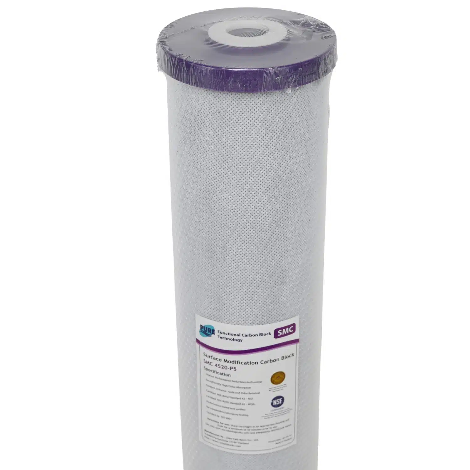 20 inch by 4.5 inch Pure SMC 4520-P5 0.5 micron Carbon Block Filter Colour Reduction