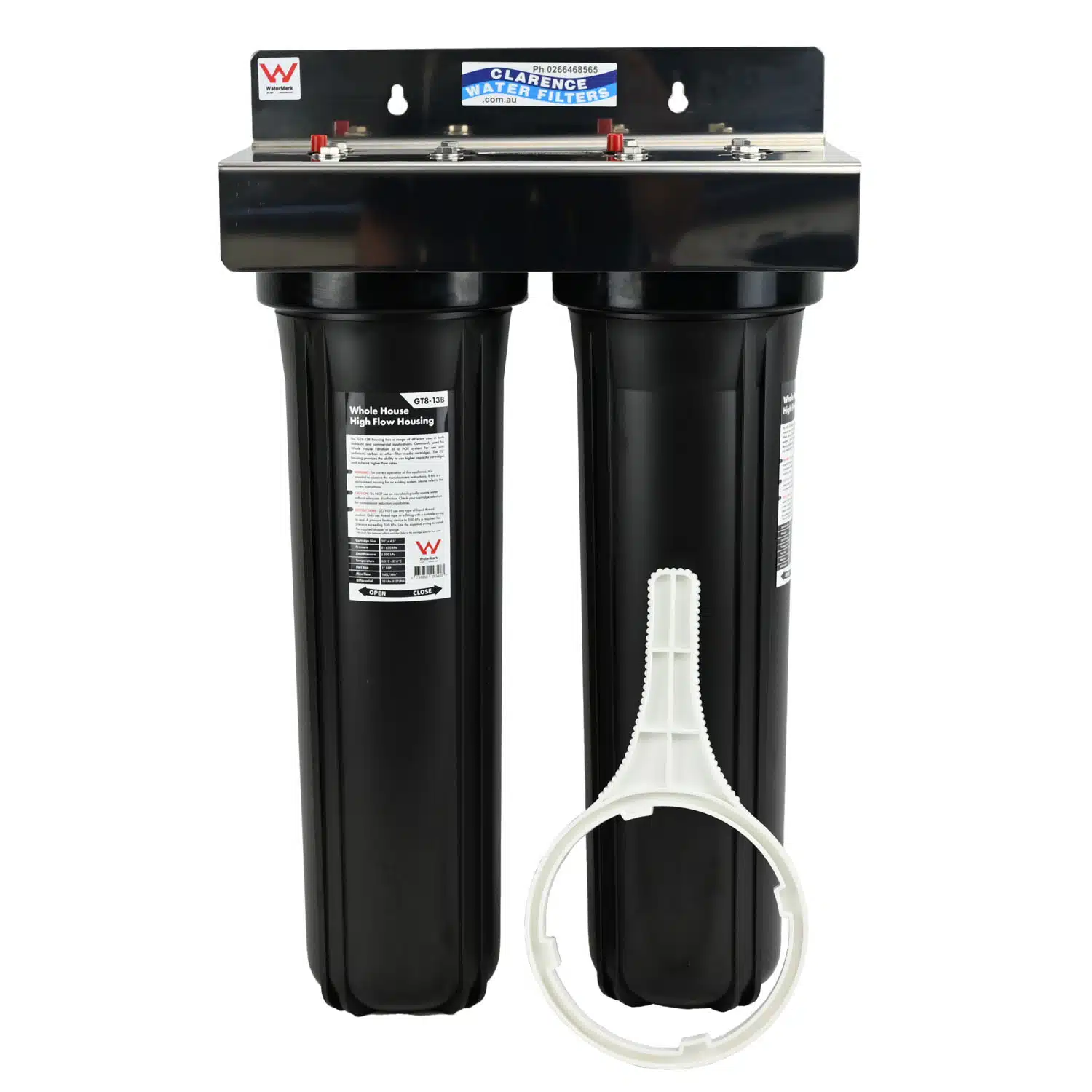 20 inch x 4 point 5 Big Black Twin Stage High Flow Water Filter Housing