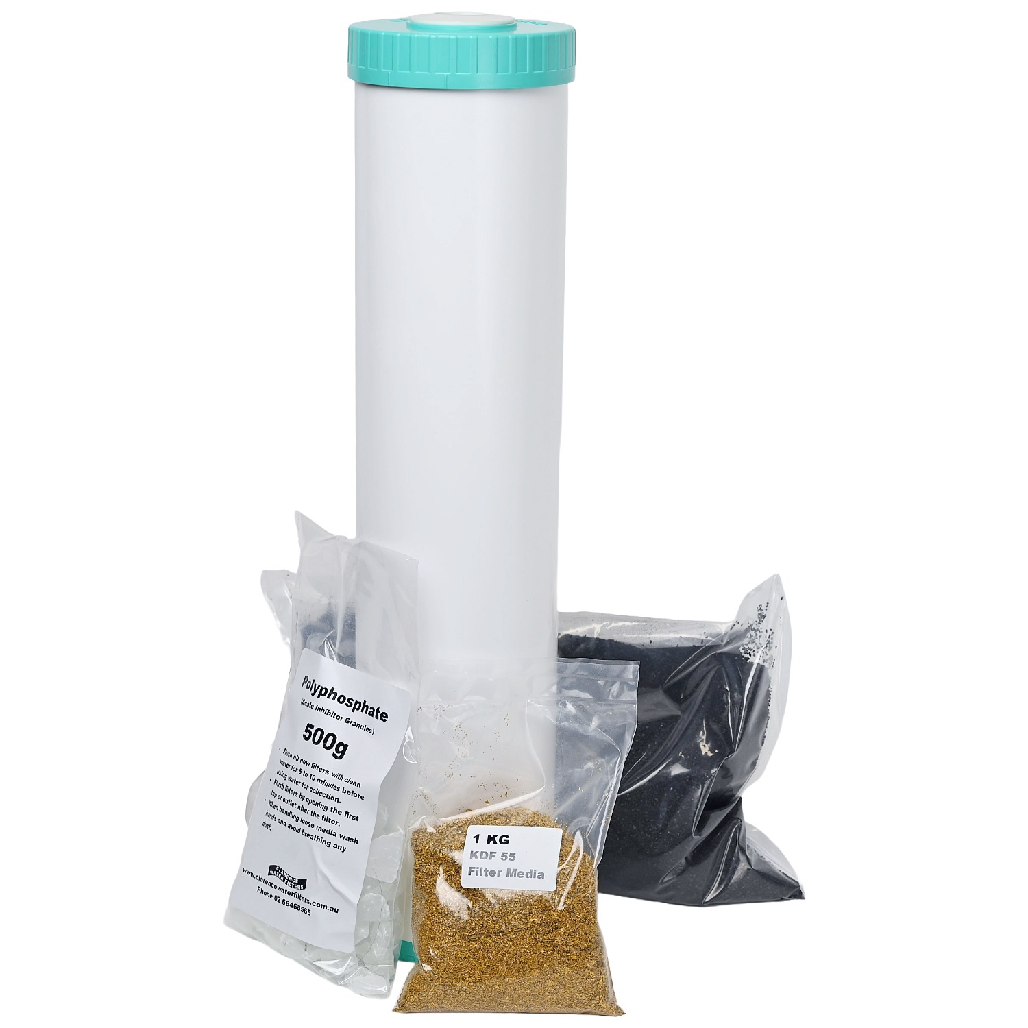 20 inch x 4 point 5 inch High Chlorine & Chloramine 2045 KDF55 Polyphosphate ORC carbon refillable water filter with scale reduction