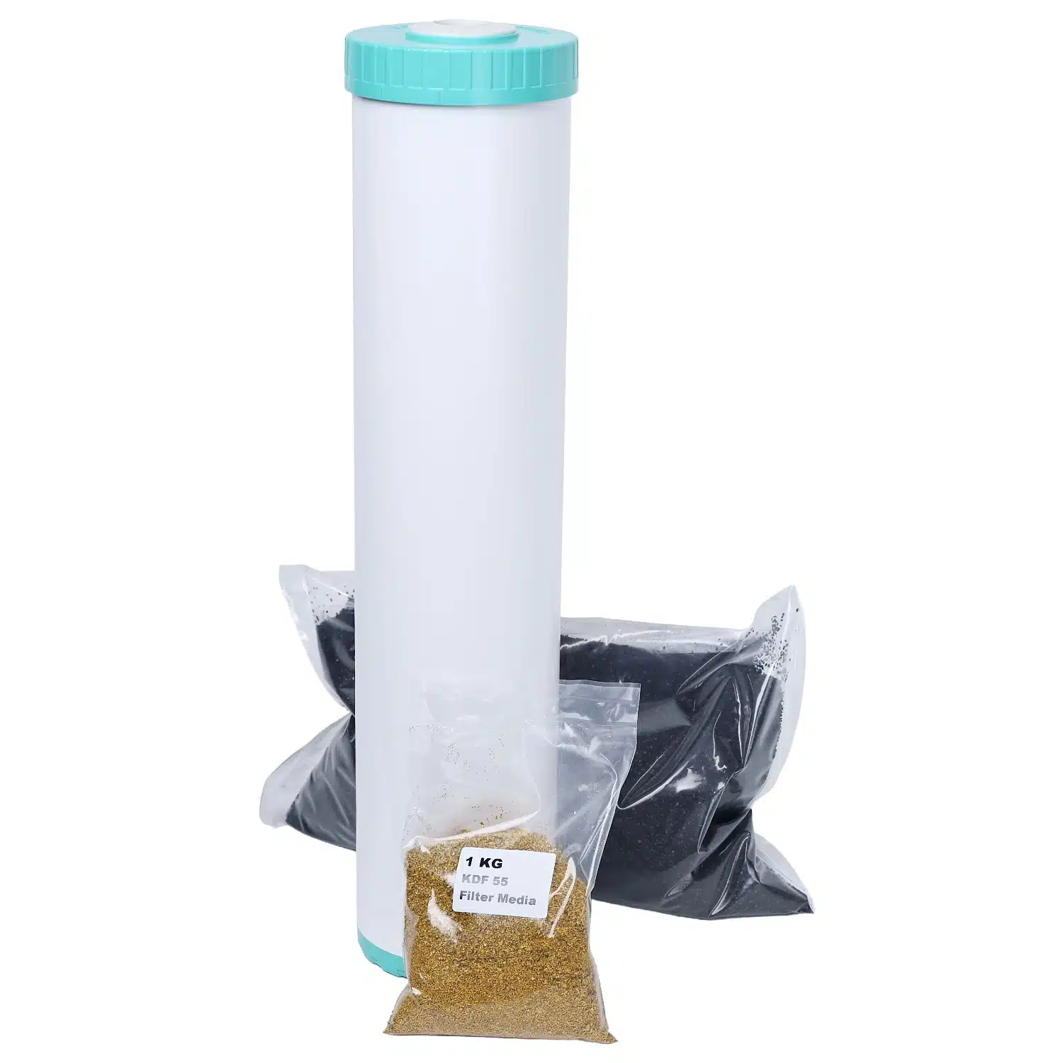 20 inch x 4 point 5 inch refillable High Chlorine & Chloramine 2045 1kg of KDF55 and 2kg ORC carbon water filter
