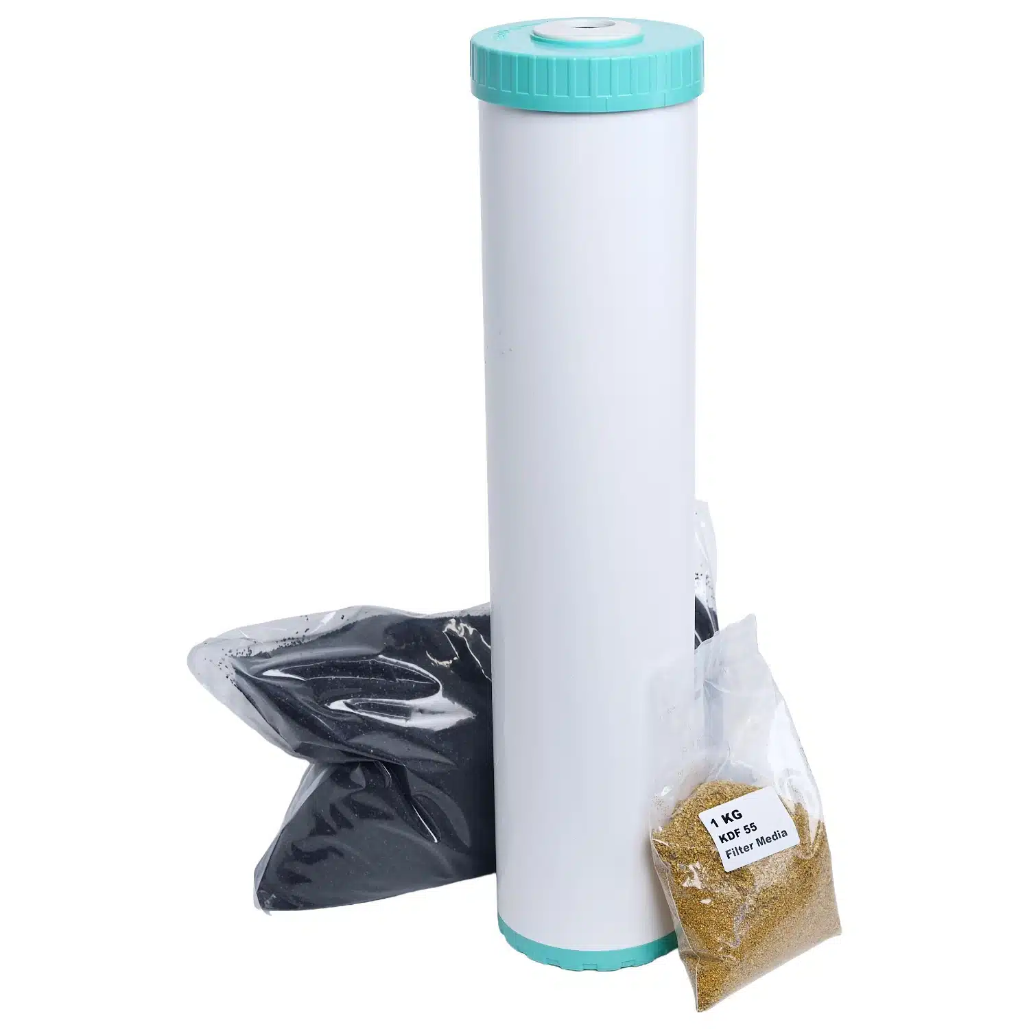 20 inch x 4 point 5 inch refillable High Chlorine & Chloramine 2045 1kg of KDF55 and 2kg ORC carbon water filter
