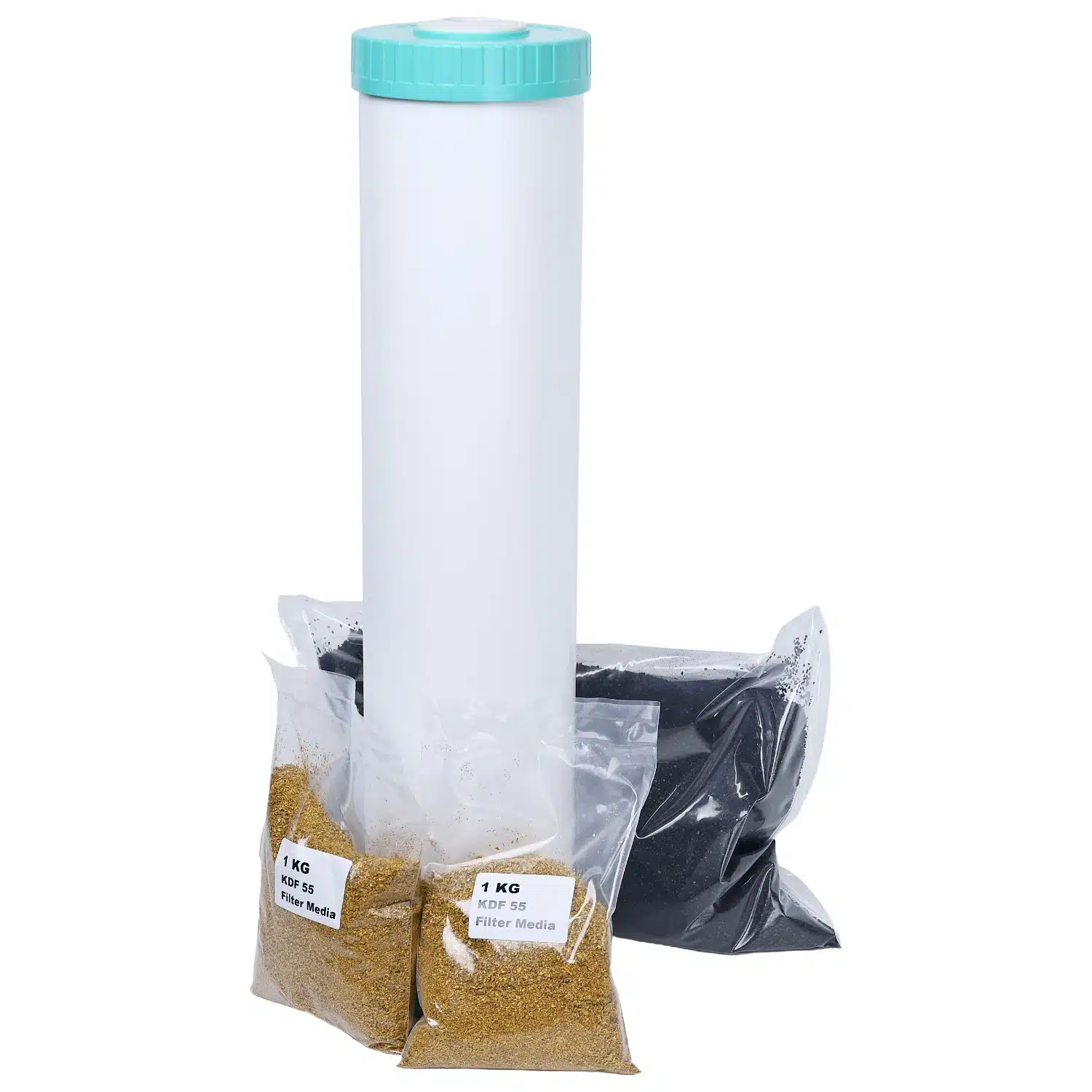 20 inch x 4 point 5 inch refillable High Chlorine & Chloramine 2045 2kg of KDF55 and 2kg ORC carbon water filter