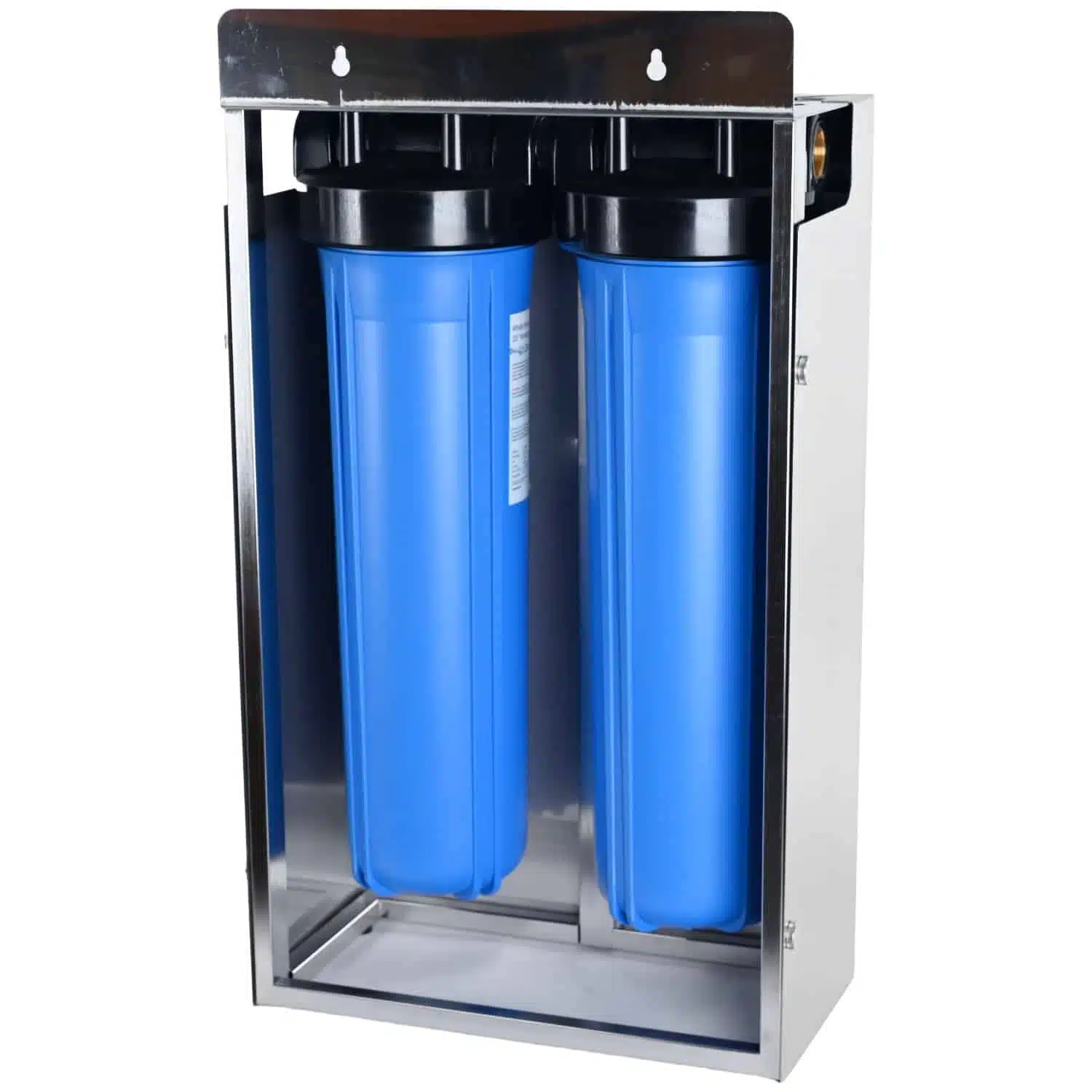 20 Big Blue Twin Housing On Frame With Stainless Steel Cover