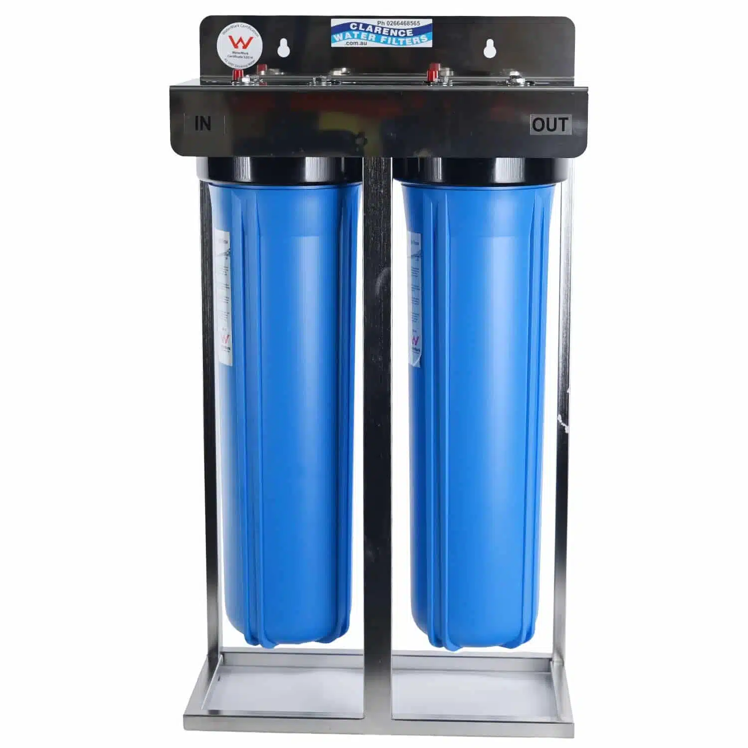 20 Big Blue Twin Housing On Frame With Stainless Steel Cover