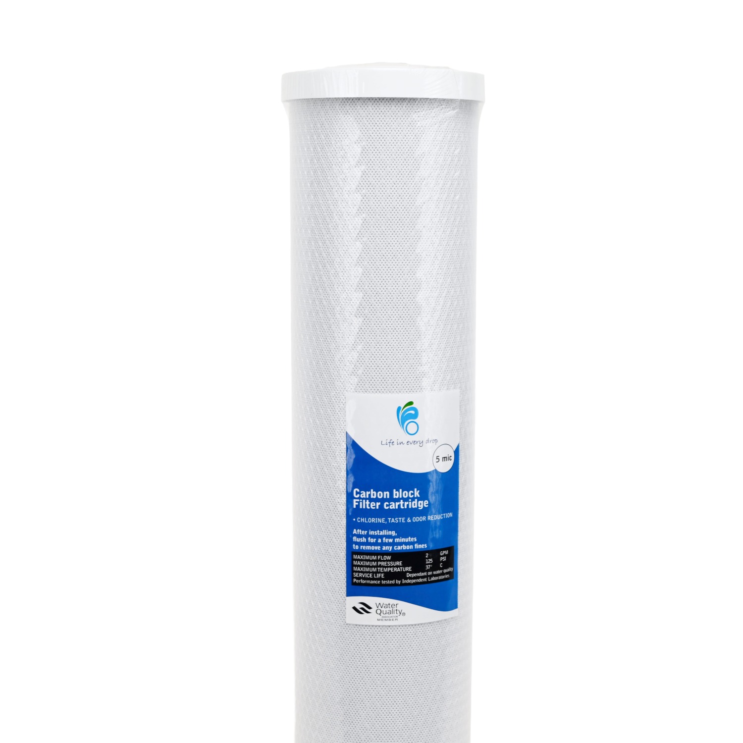2045CB5 20 inch by 4 point 5 inch carbon block water filter 5 microns