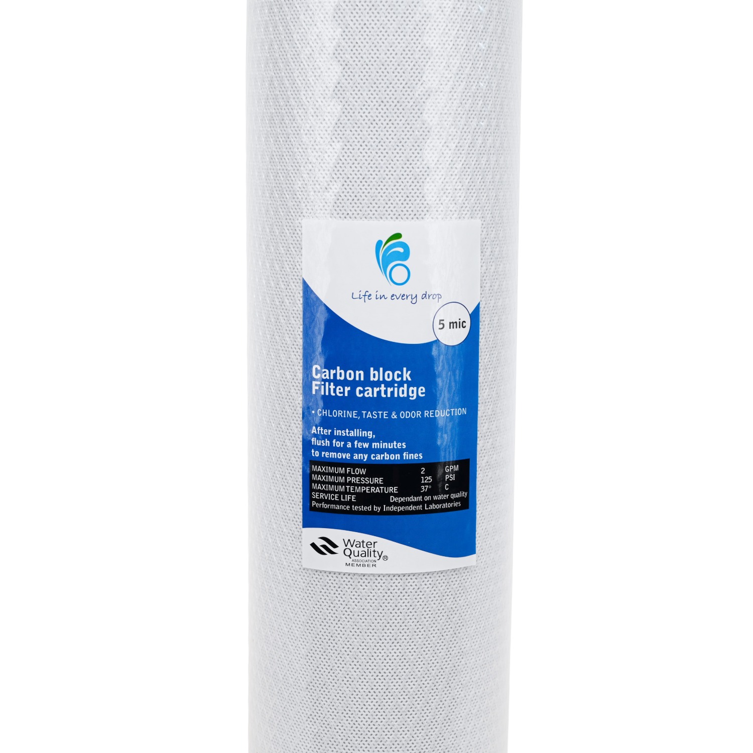 2045CB5 20 inch by 4 point 5 inch carbon block water filter 5 microns