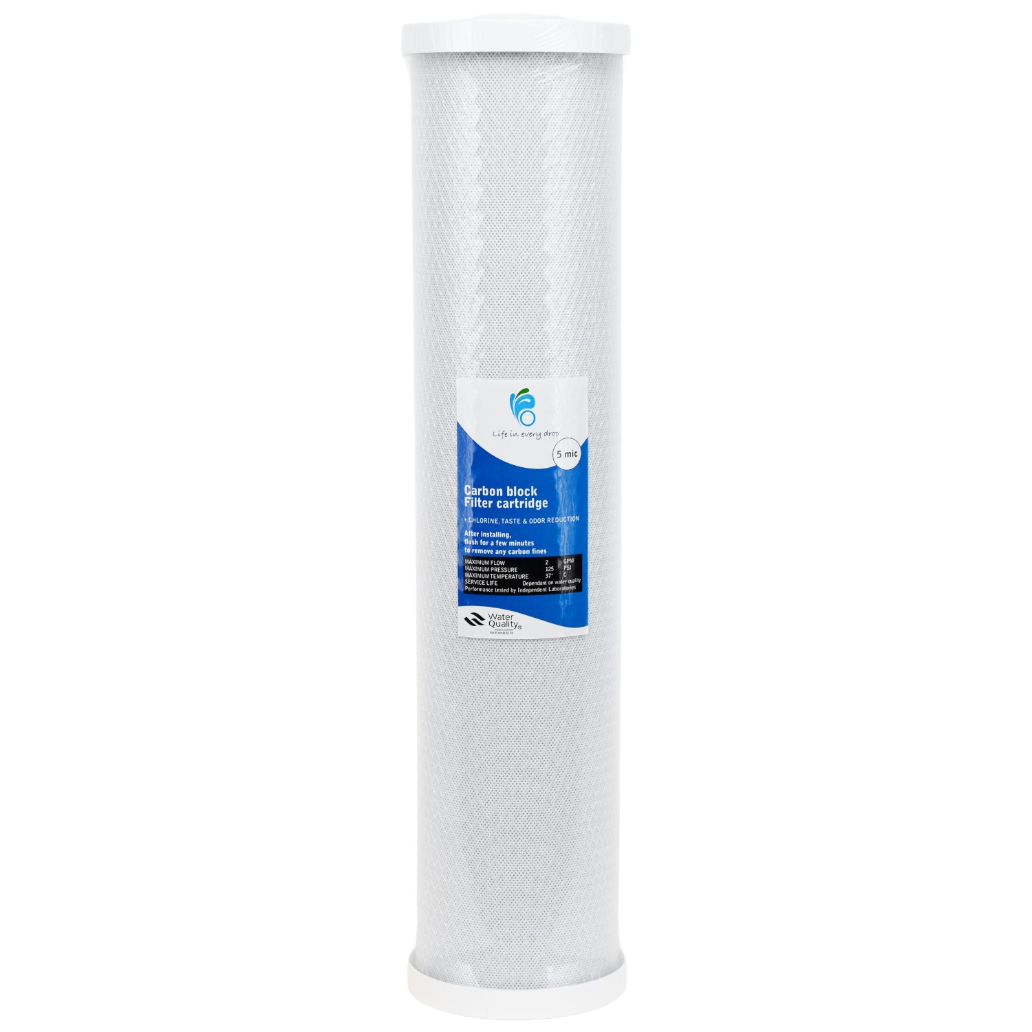 2045CB5 20 inch by 4 point 5 inch carbon block water filter 5 microns