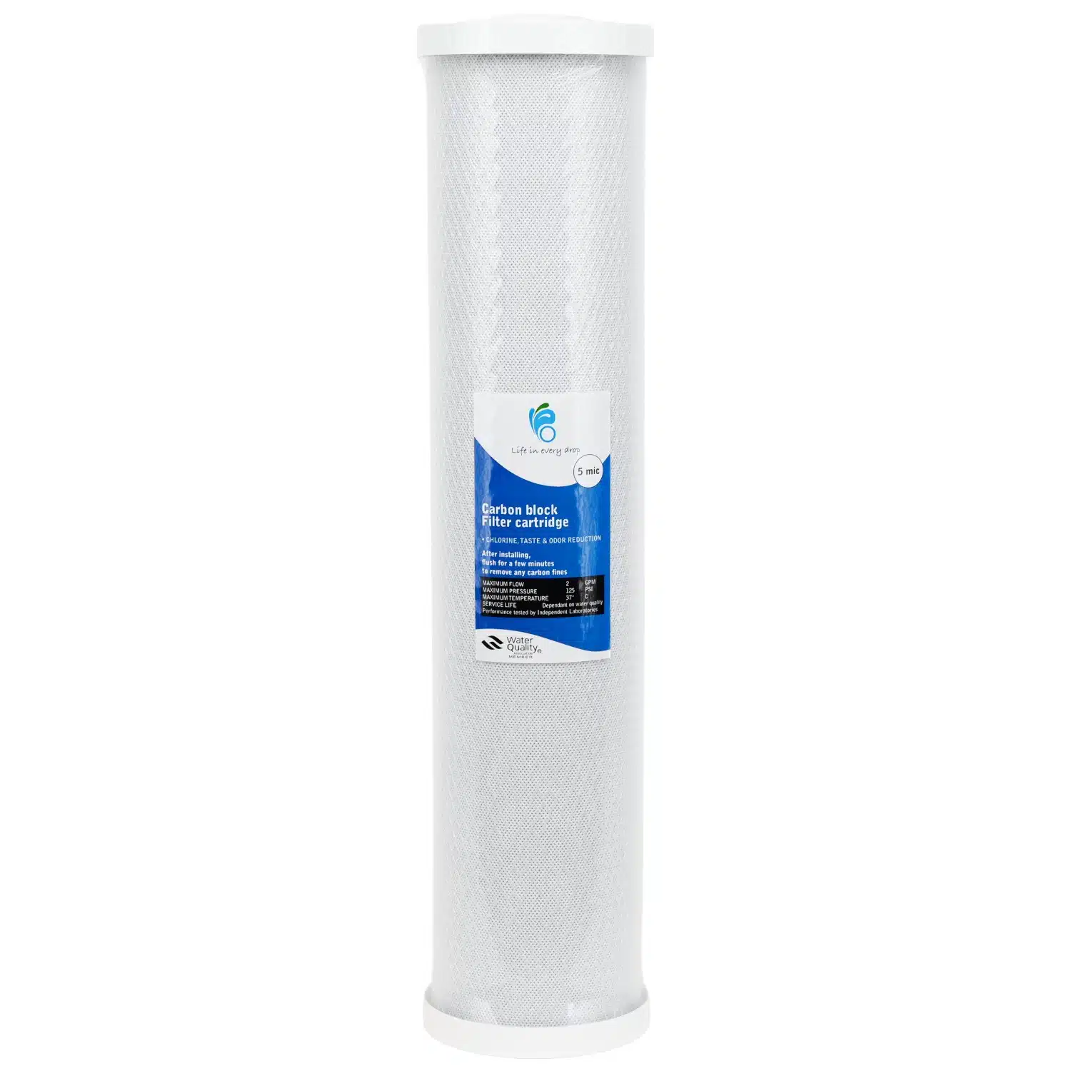 2045CB5 20 inch by 4 point 5 inch carbon block water filter 5 microns
