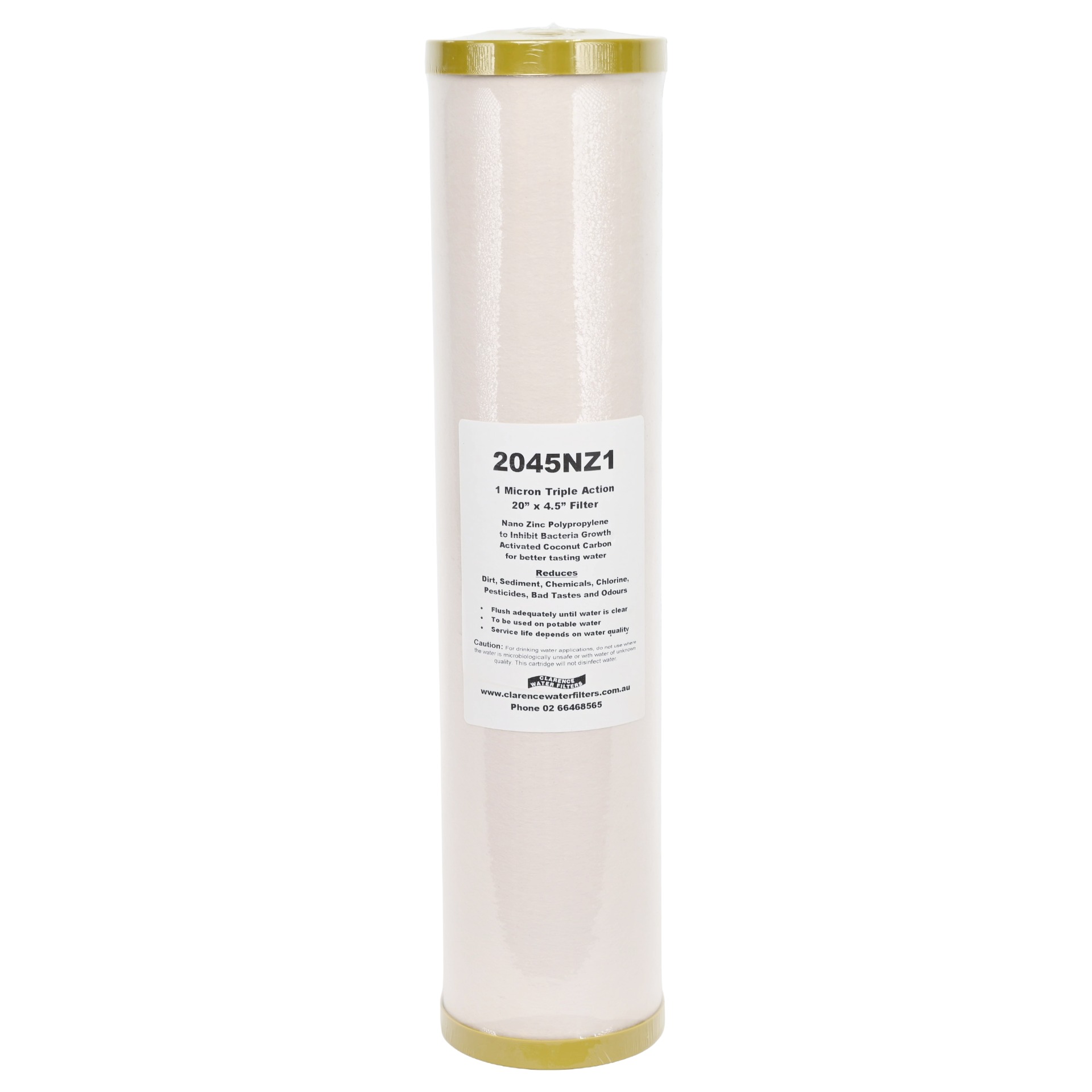 2045NZ1 20 inch x 4 point 5 inch Graded Depth Nano Zinc Sediment and Carbon Filter