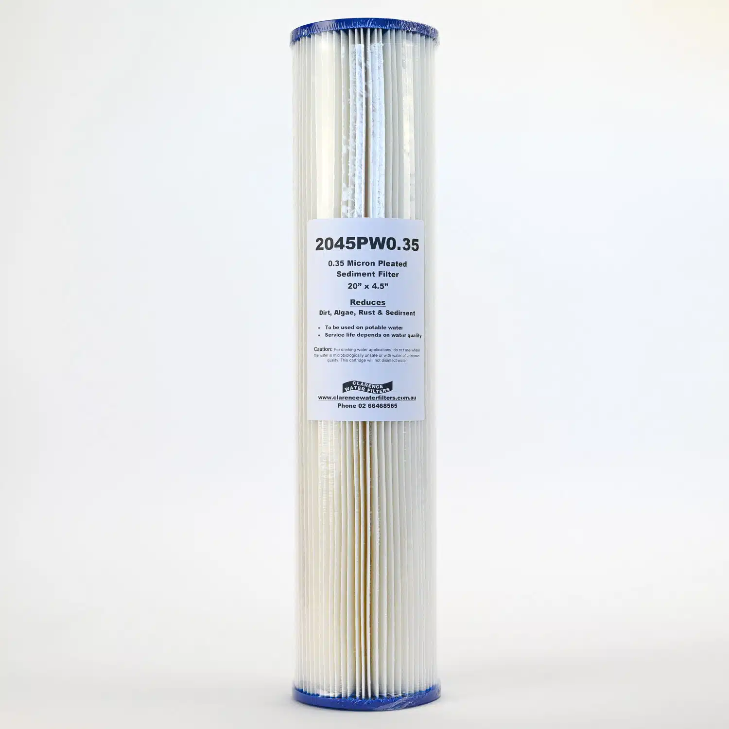 2045PW0.35 20 inch by 4 point 5 inch 0 point 3 5 micron pleated washable sediment filter