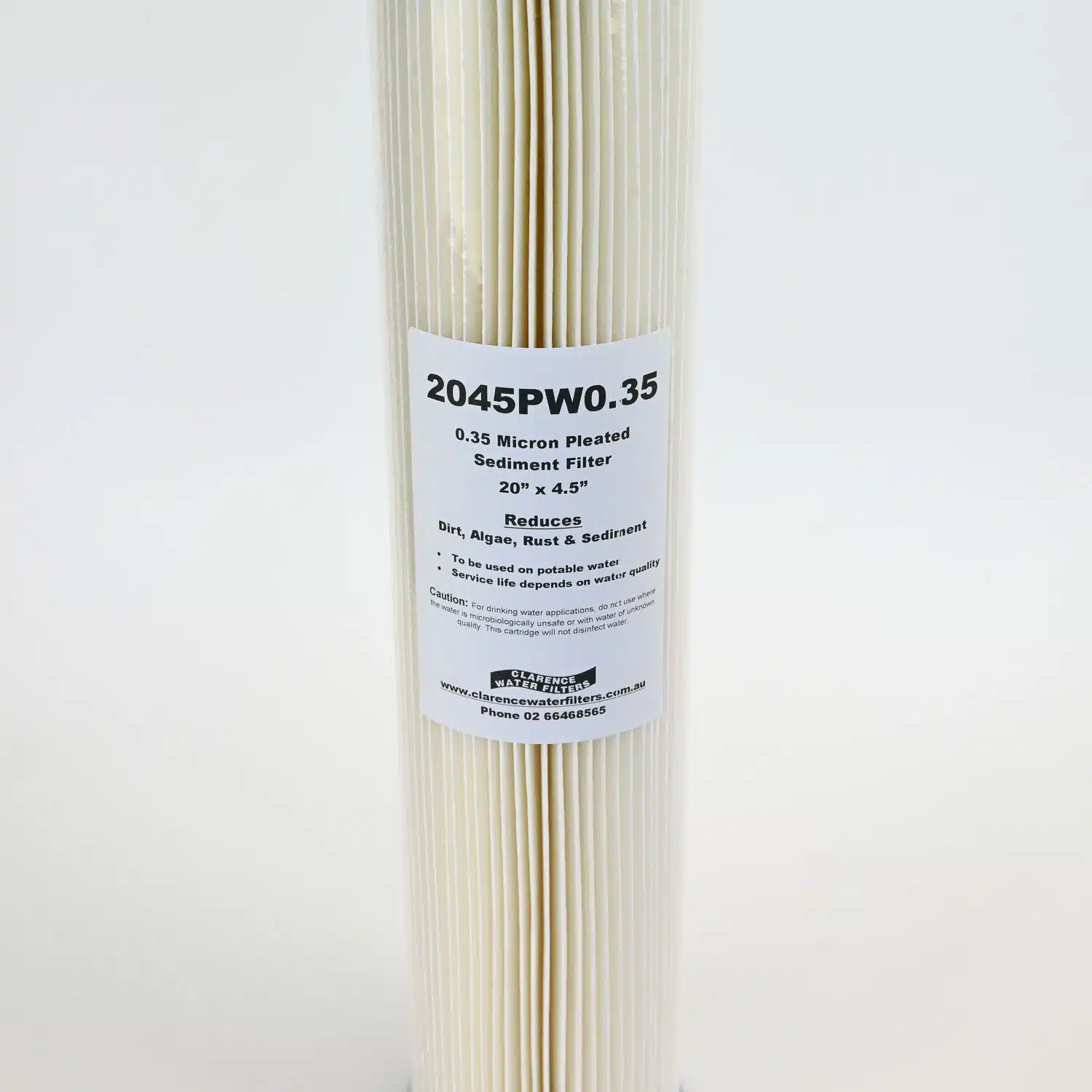 2045PW0.35 20 inch by 4 point 5 inch 0 point 3 5 micron pleated washable sediment filter