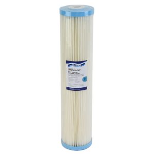 2045PW5-CWF Taiwanese 5 micron made 20 inch by 4 point 5 inch sediment water filter with rubber seals and blue end caps