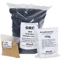 2kg Bag of Catalytic Activated Carbon GAC 500 gram Bag of Polyphosphate and 1kg Bag of KDF55 for Water Filtration
