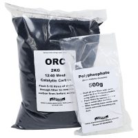 2kg Bag of Catalytic Activated Carbon ORC 500 gram Bag of Polyphosphate and for Refillable Water Filter
