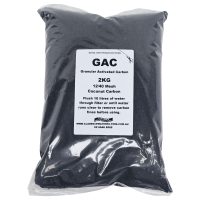 2kg bag of Granular Activated Carbon for Water Filtration made from crushed coconut shell acid washed