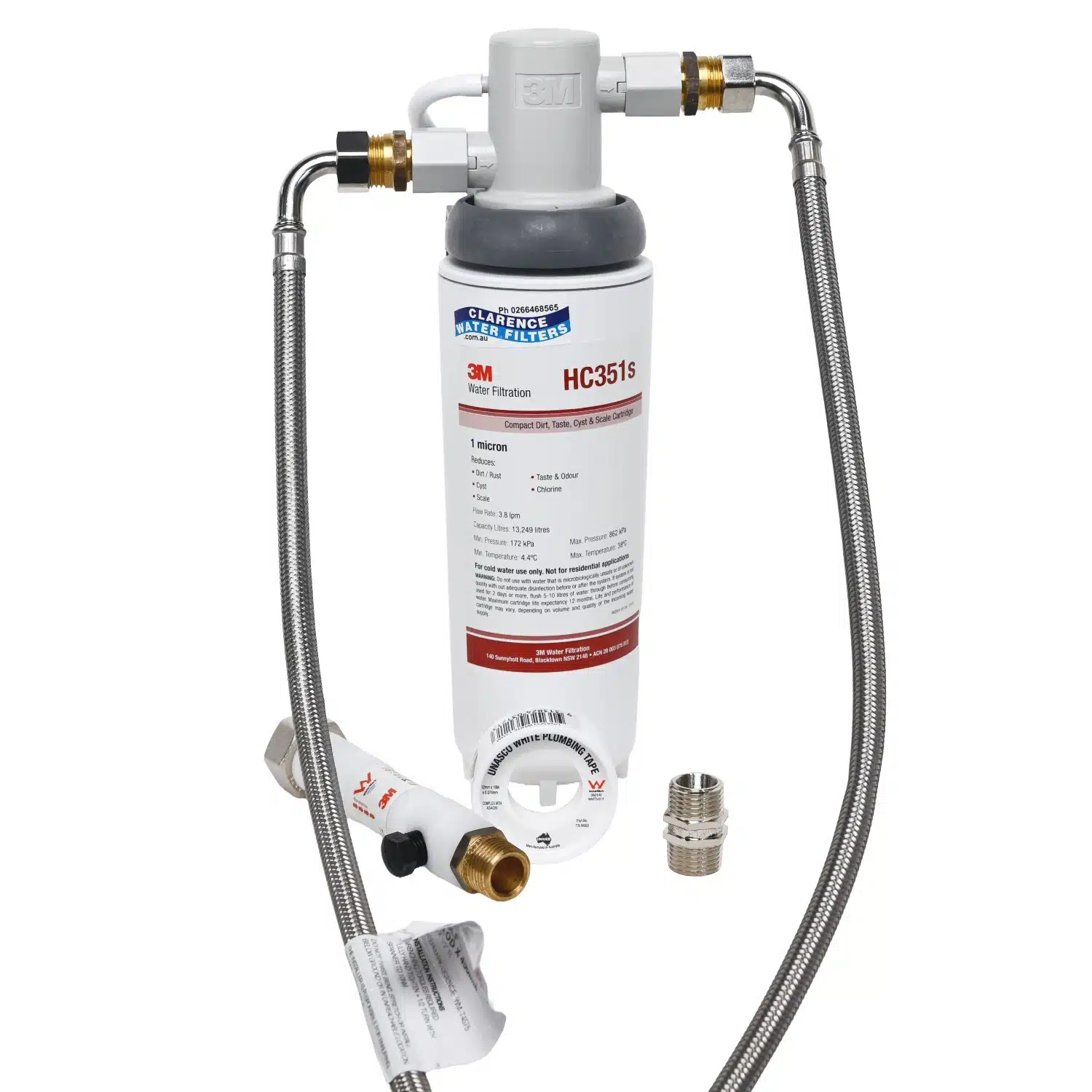 3M HiFlow Under Sink Inline Water Filter System With half inch connections and braided lines 5