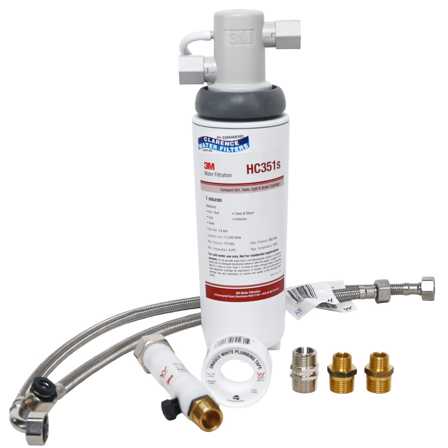 3M HiFlow Under Sink Inline Water Filter System With half inch connections and braided lines