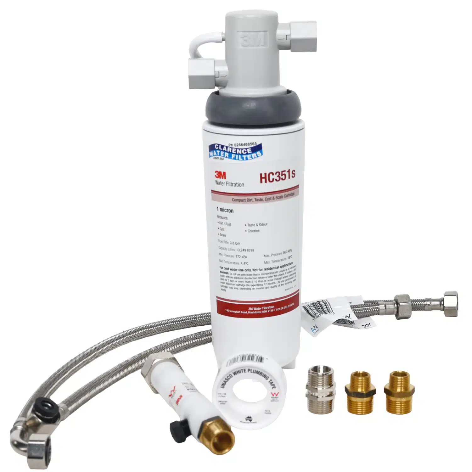 3M HiFlow Under Sink Inline Water Filter System With half inch connections and braided lines