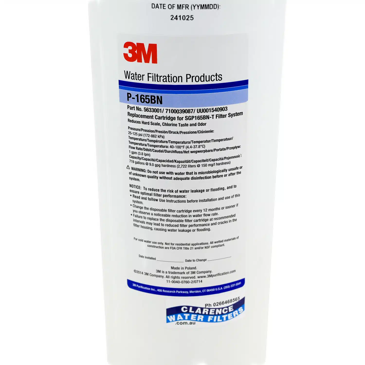 3M P-165BN Espresso Scale Control Filter with weak acid cation resin