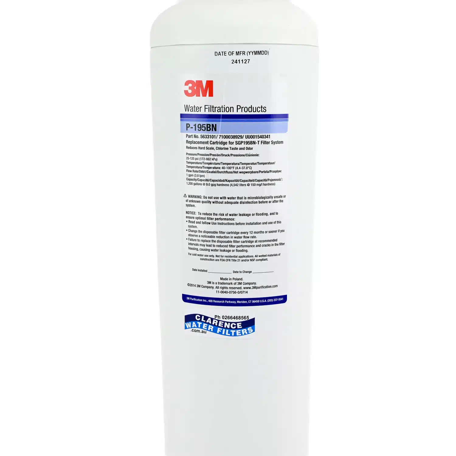 3M P-195BN Espresso Scale Control Filter 5633101 with weak acid cation ion-exchange resin and carbon