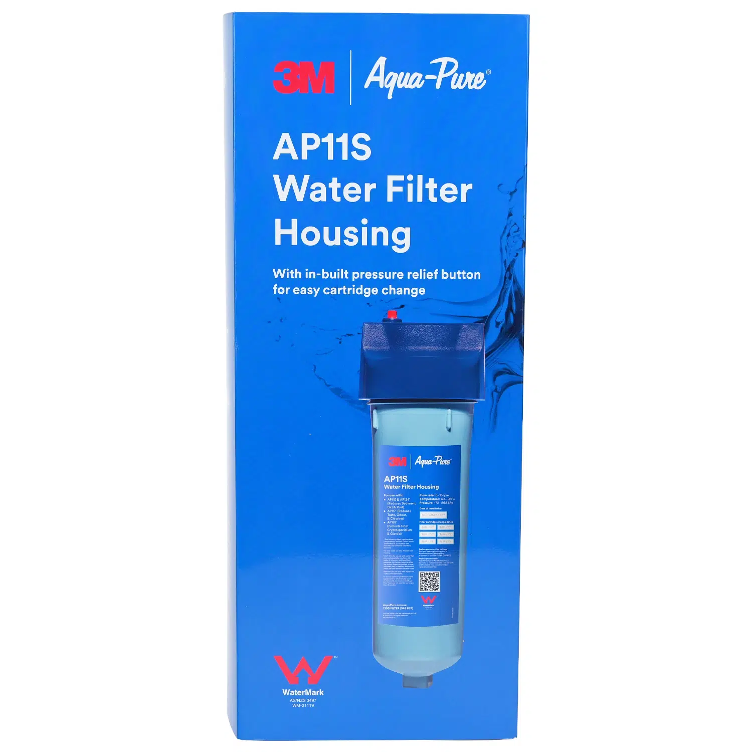 3m Aqua-pure AP11s High Pressure Blue Opaque Water Filter Housing Kit Box Front shot