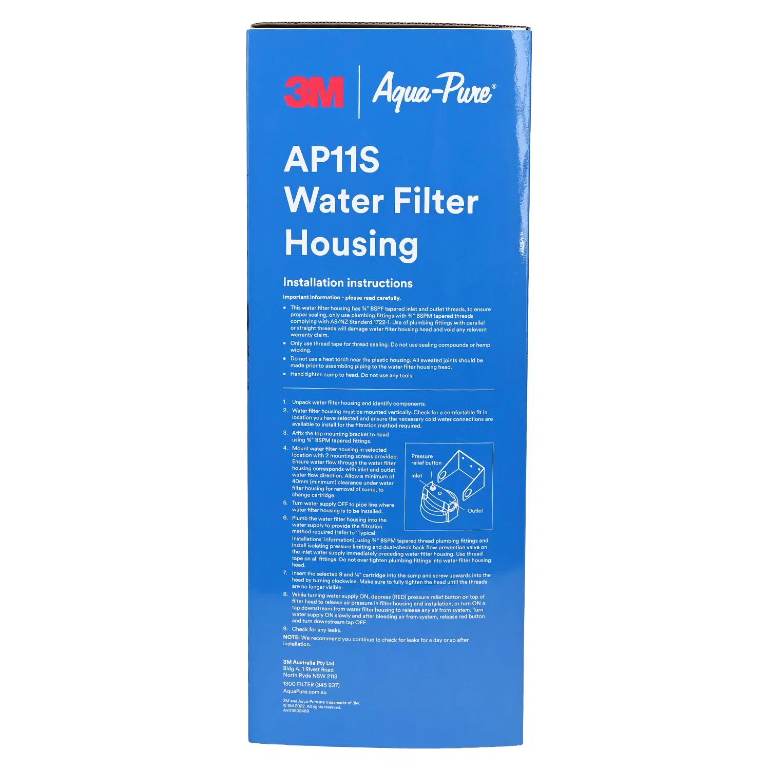 3m Aqua-pure AP11s High Pressure Blue Opaque Water Filter Housing Kit Box Side shot
