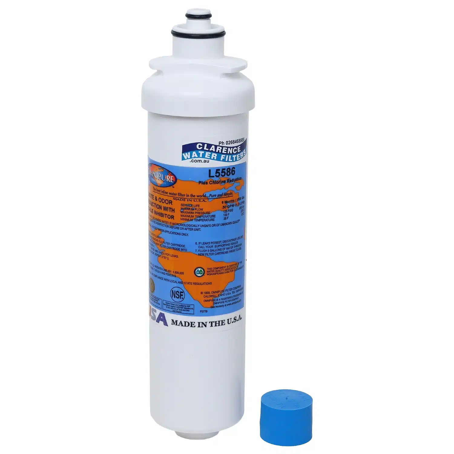 5 Micron Taste and Odour with Scale Inhibitor Omnipure L5586 Quick connect replacement water filter.