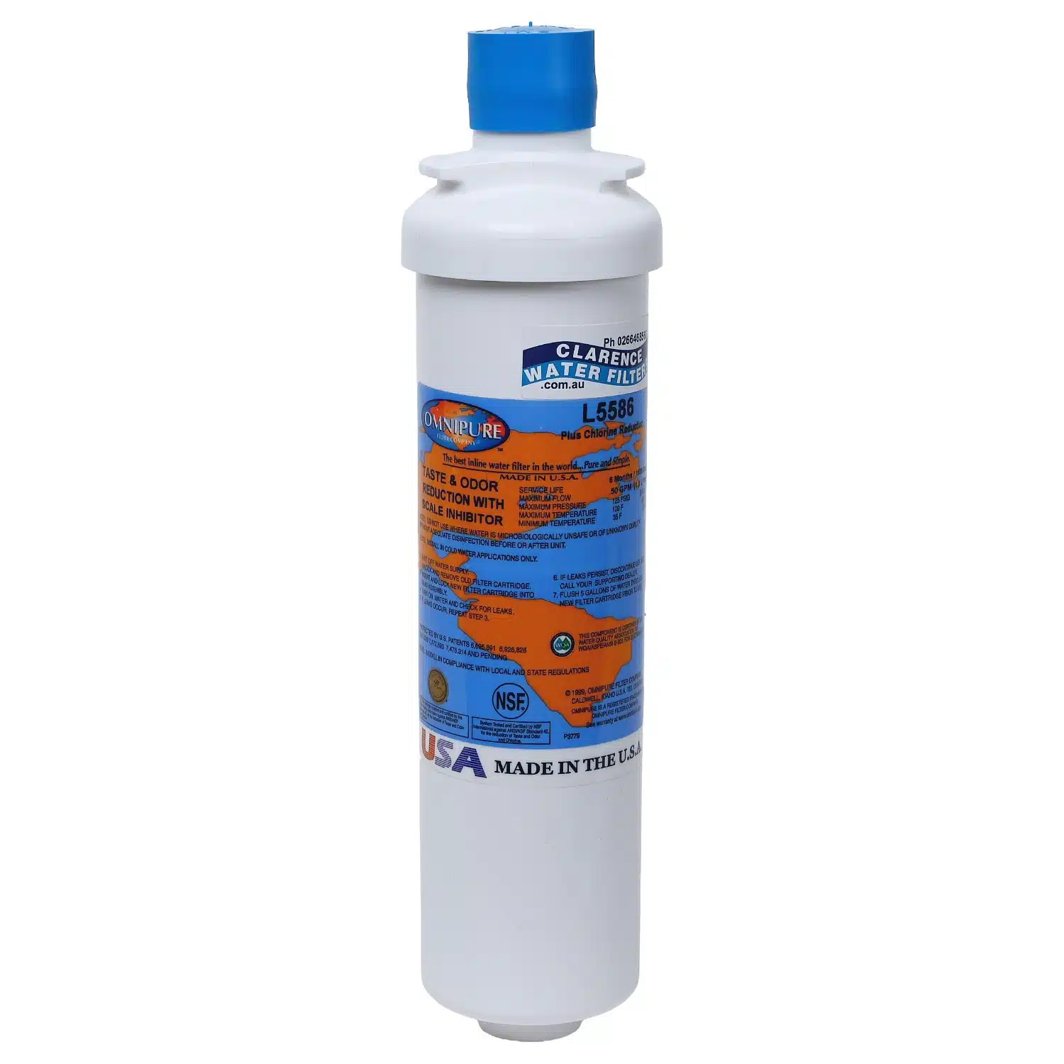 5 Micron Taste and Odour with Scale Inhibitor Omnipure L5586 Quick connect replacement water filter.