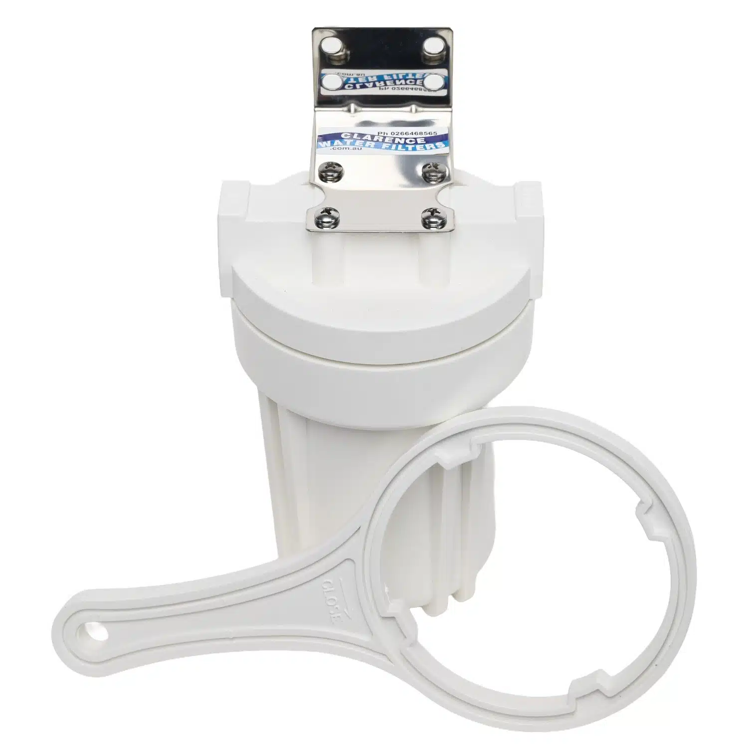 5 inch by 2 point 5 inch QMP water filter housing made in the usa with bracket and spanner