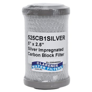525CB1Silver 1 Micron 5 inch x 2 point 5 inch Carbon Block Water Filter Silver Impregnated