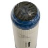 9 inch by 2 point 5 inch granular activated carbon GAC water filter cartridge with blue endcaps and rubber seal