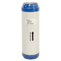 9 inch by 2 point 5 inch granular activated carbon GAC water filter cartridge with blue endcaps and rubber seal