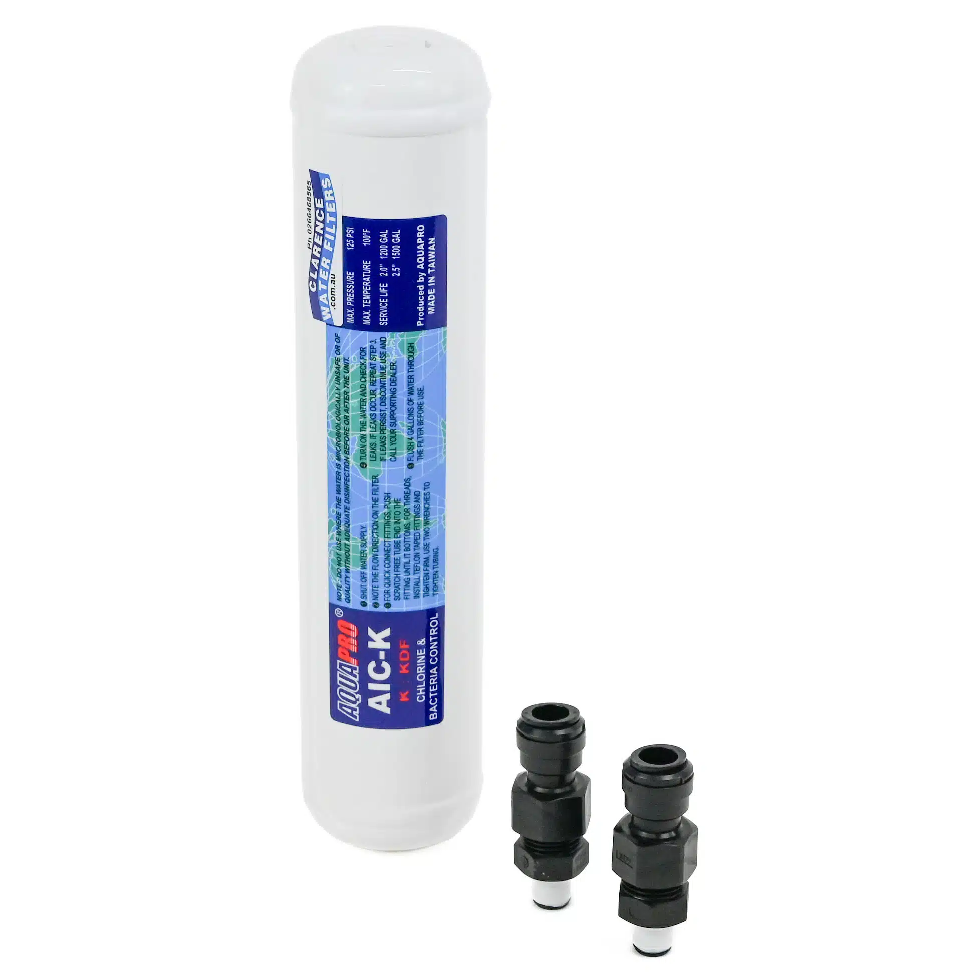 AIC-K Inline Water Filter For Caravans Contain KDF and Carbon Rated at 5 Microns with 12mm John Guest Fittings