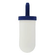An image of a 5 inch CeraMetix Candle Super Ceramic Water Filter. It shows a short bulbous filter with a blue screw in top.