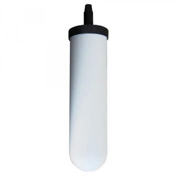 An image of the 7 Inch Doulton Candle Super Sterasyl water filter. It shows a bulb shaped white filter with a black plastic screw in head