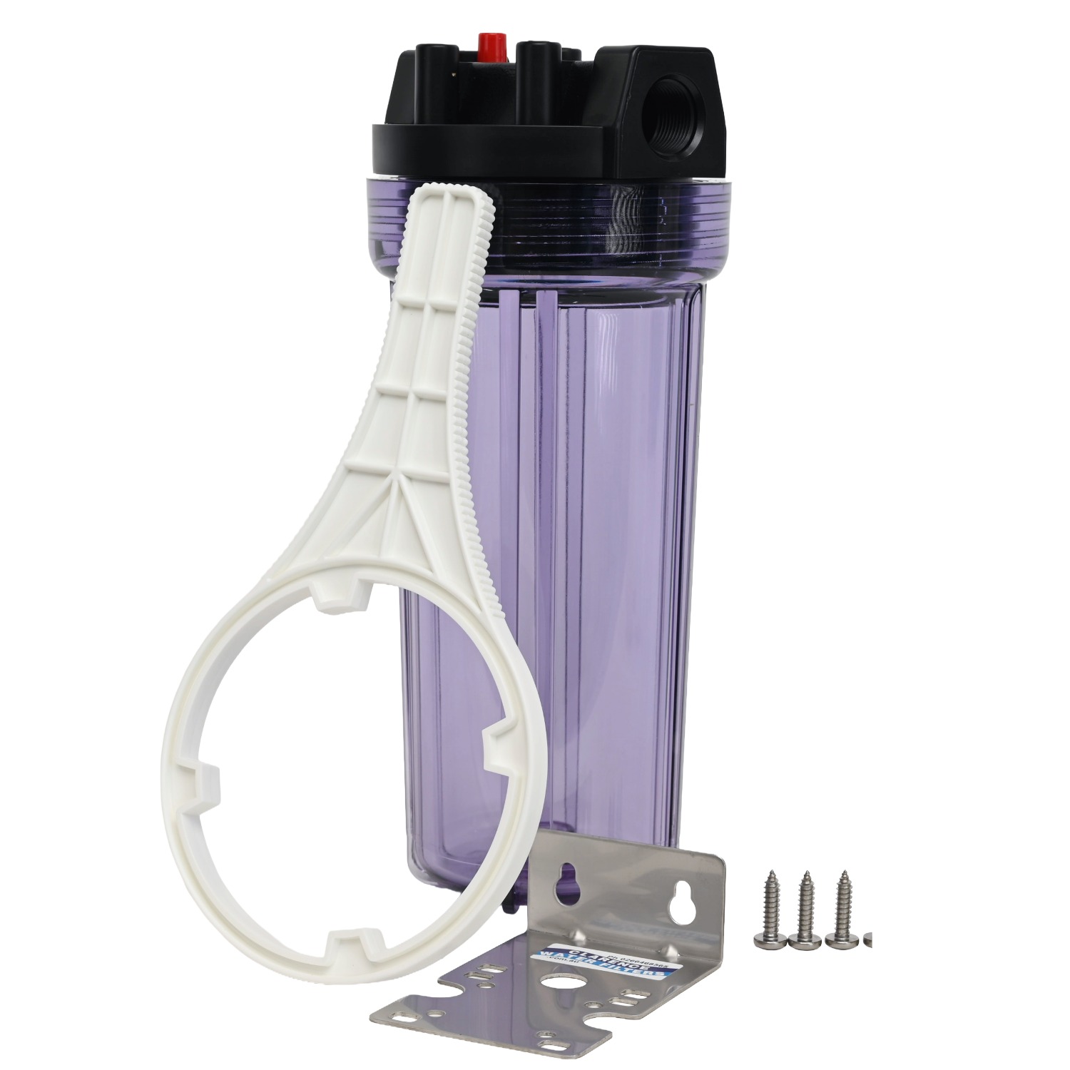 Aqua-pro HD1020C Transparent 10 inch Filter Housing with 3 quarter inch Bsp Ports with spanner and bracket