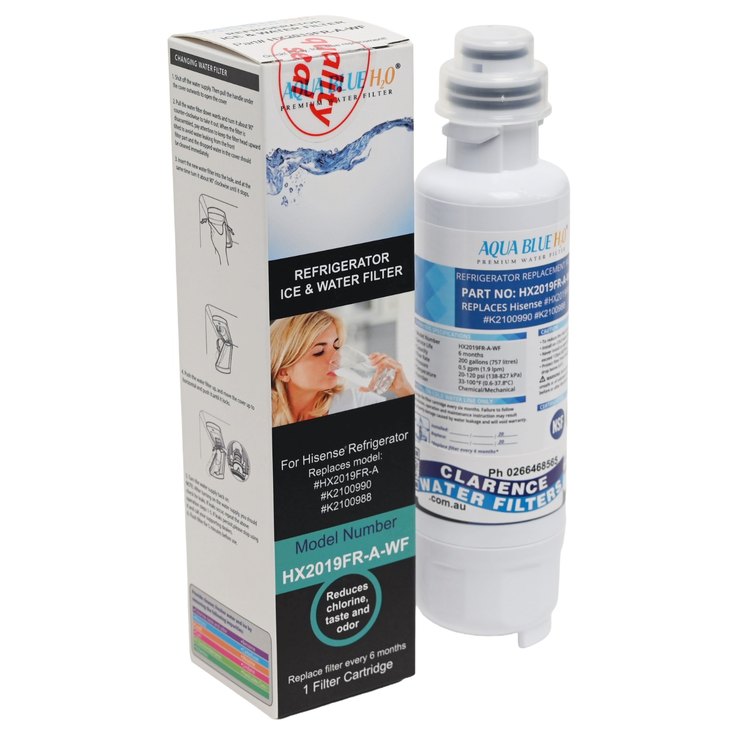 AquaBlue Hisense HX2019FR-A Substitute Fridge Filter Cartridge