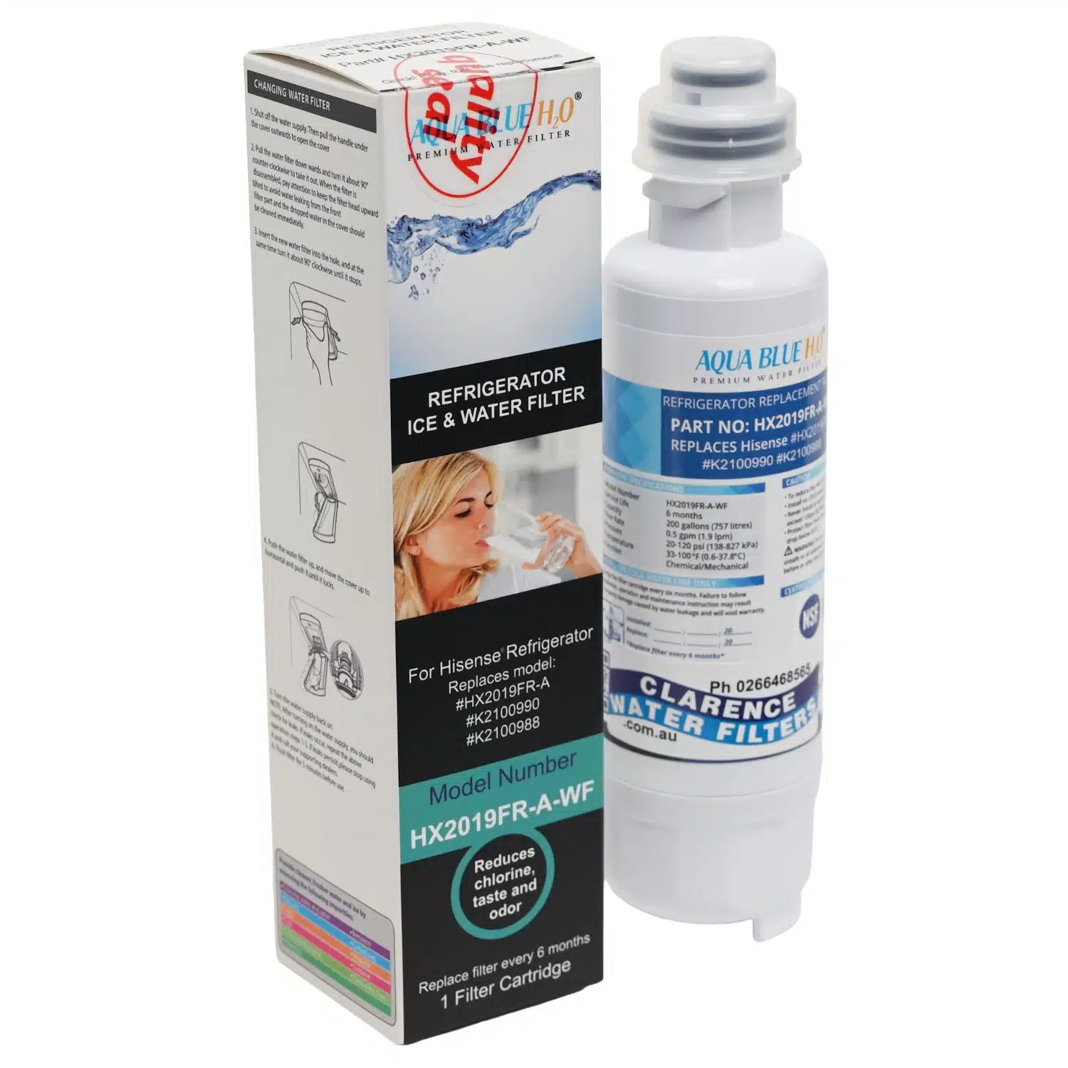 AquaBlue Hisense HX2019FR-A Substitute Fridge Filter Cartridge