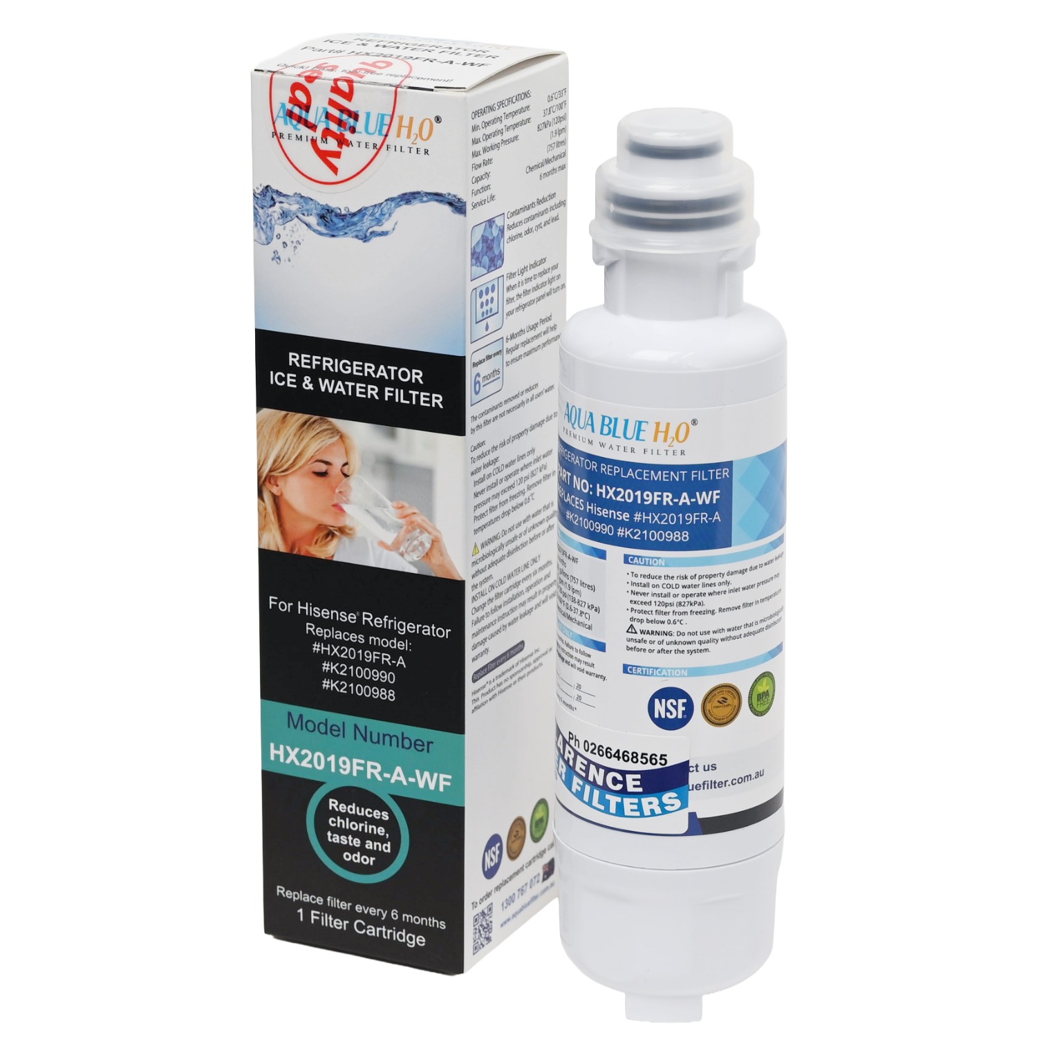AquaBlue Hisense HX2019FR-A Substitute Fridge Filter Cartridge