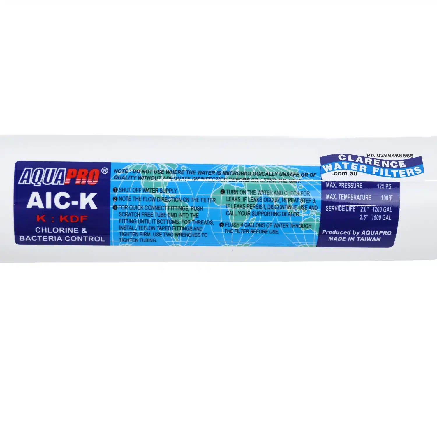 AquaPro AIC-K In Line Water Filter GAC & KDF 5 Micron 3