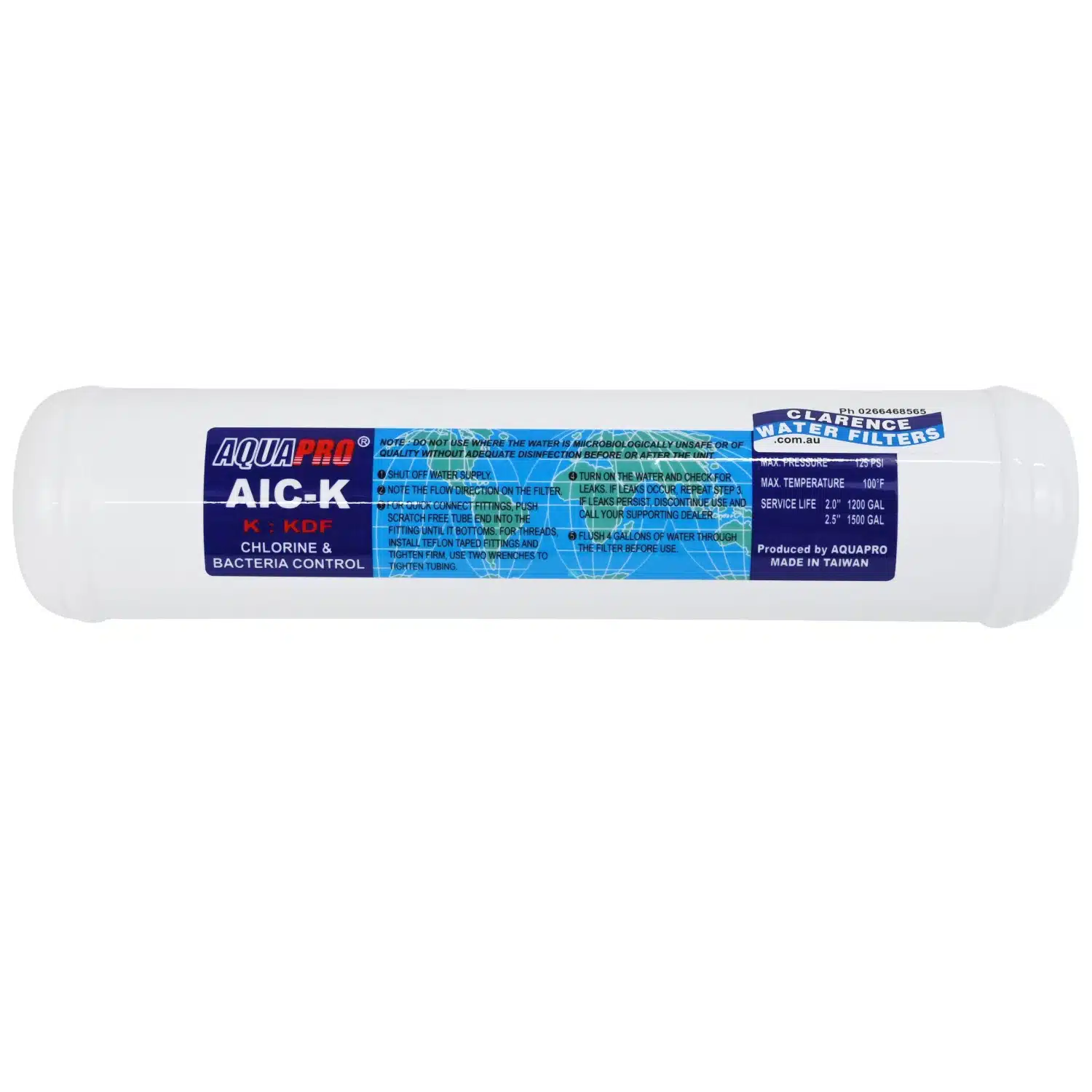 AquaPro AIC-K In Line Water Filter GAC & KDF 5 Micron 3